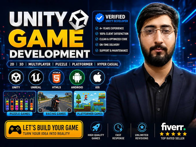 develop your professional 2d and 3d unity game