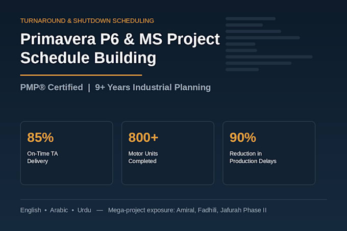 build your turnaround schedule in primavera p6 or ms project