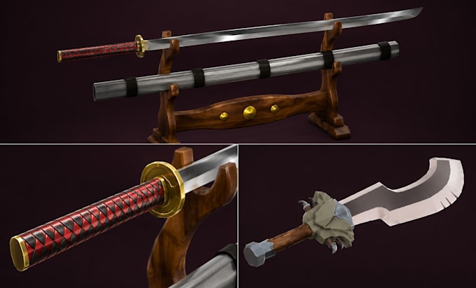 create stylized low poly weapons