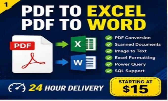 excel excel data entry, power query, sql queries, PDF excel