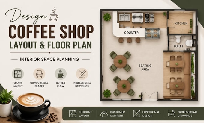 design coffee shop layout, cafe floor plan interior space planning