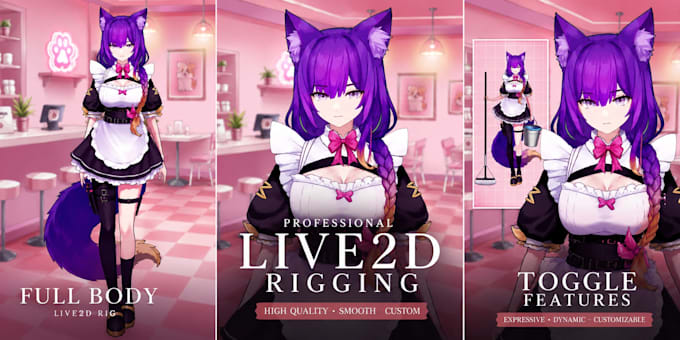 create a premium custom live2d vtuber model with advanced rigging and physics