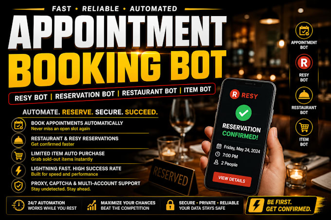 do appointment bot booking bot resy bot reservation bot item bot
