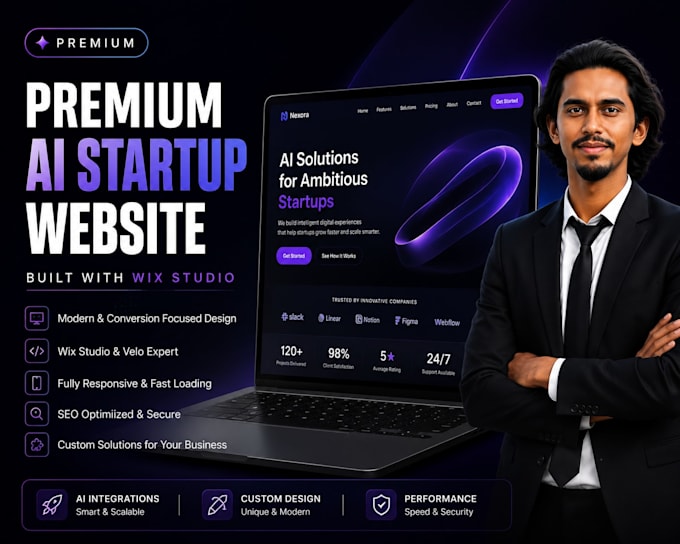 create a premium ai startup website using wix studio