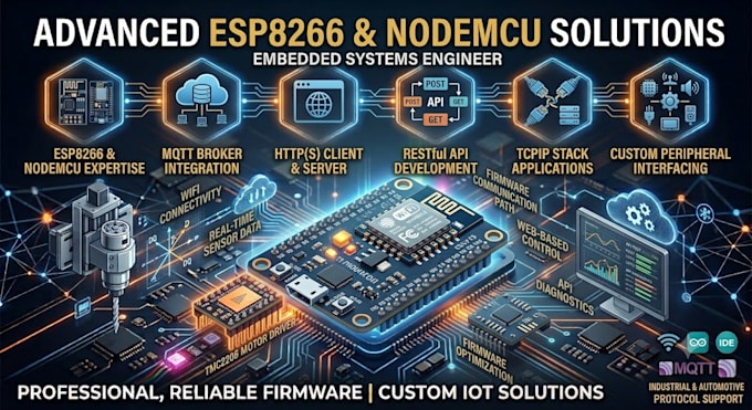engineer esp8266, nodemcu, mqtt, http, rest API ,tcpip applications