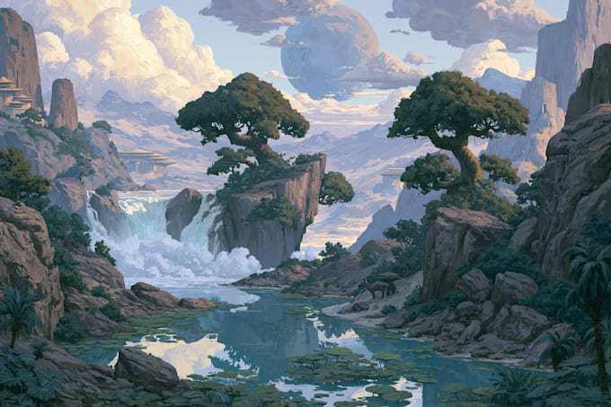 do fantasy landscape illustrations