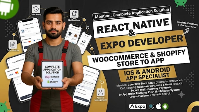 build mobile app for your woocommerce or shopify store iphone and android