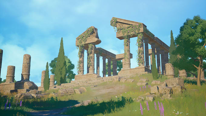 create stylized 3d environment with terrain for your game