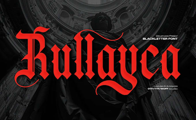 do old english, blackletter calligraphic font logo design