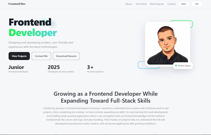 create a professional responsive developer portfolio website