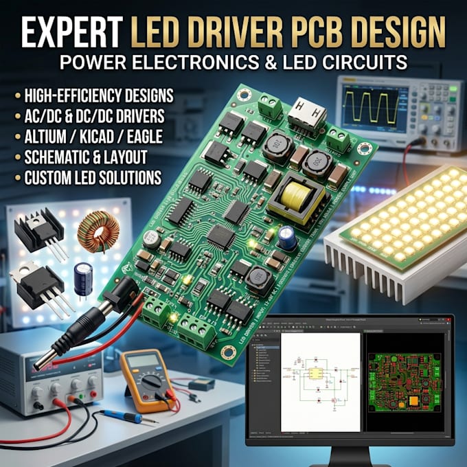 design led driver pcb, power electronics and led circuits