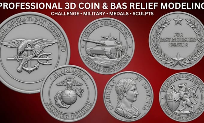 3d coin model, challenge coin, medallion, bas relief 3d trophy award stl or 3mf