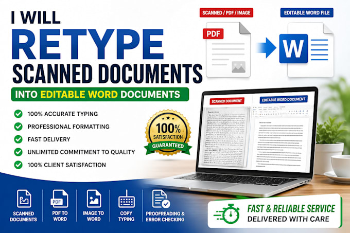 retype scanned documents into editable word