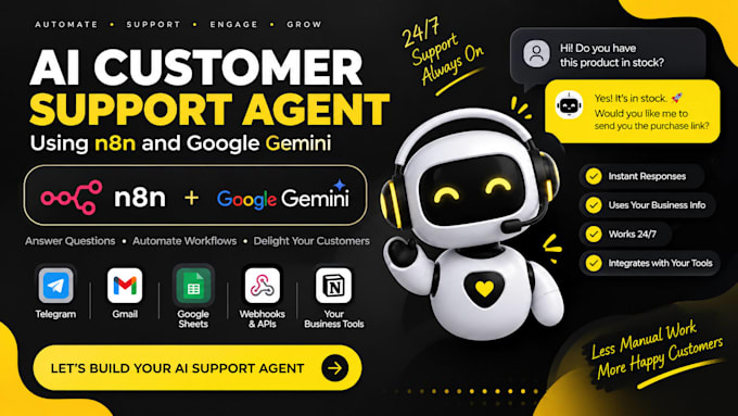 automate customer support using ai agents, n8n and gemini