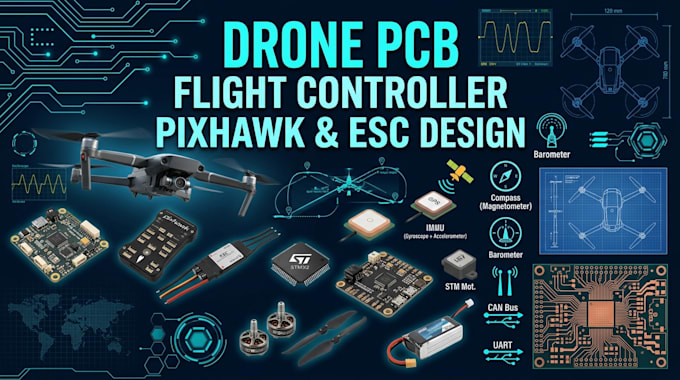 design pcb, flight controller, autopilot, esc drone and pixhawk circuits