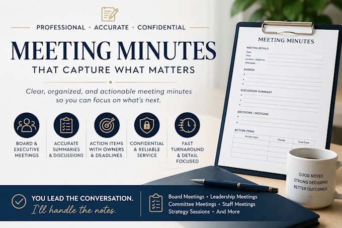minutes, executive summaries, and action items for your meetings