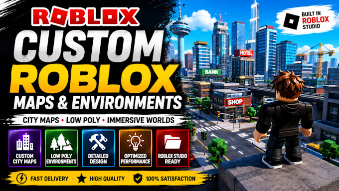 create custom roblox map, city environment and game world