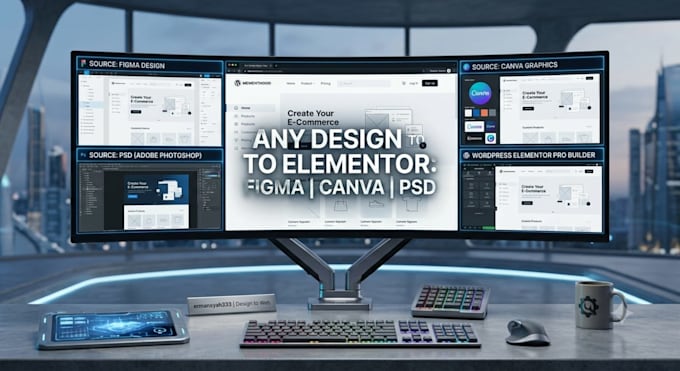 convert figma, canva, or PSD to wordpress elementor