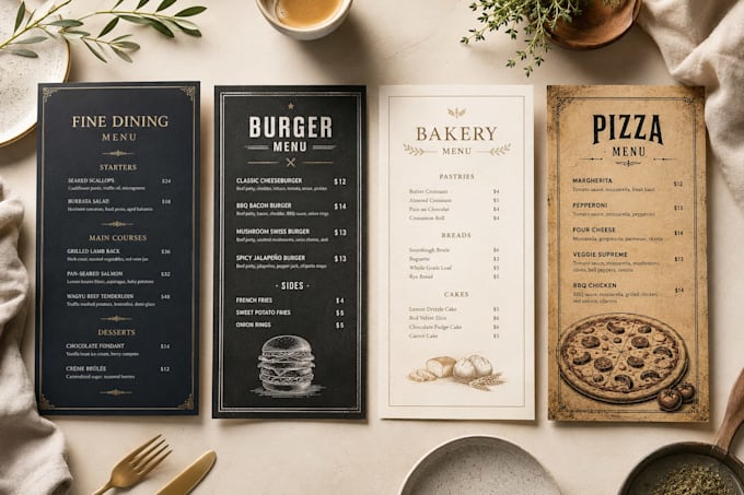 design a professional restaurant or cafe menu in canva