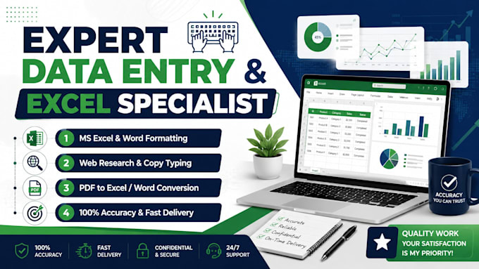 do data entry, excel formatting, web research, copy paste