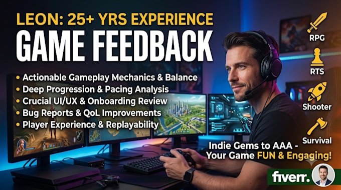 provide professional game testing, gameplay analysis and UX feedback