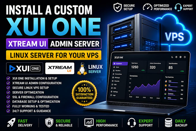 install a custom xui one, xtream ui, admin server, linux server for your vps