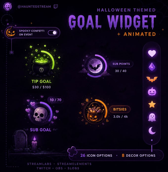 custom goal widgets for twitch, kick and youtube streams