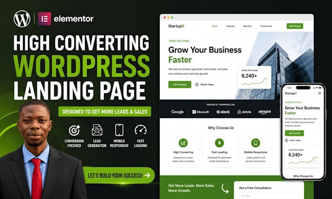 design a high converting wordpress landing page with elementor