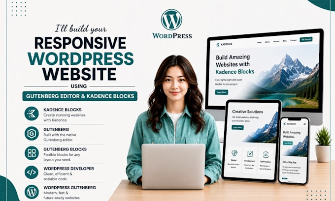 build responsive wordpress website using gutenberg editor and kadence blocks