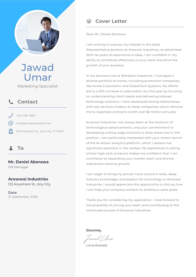 create an ats friendly cover letter