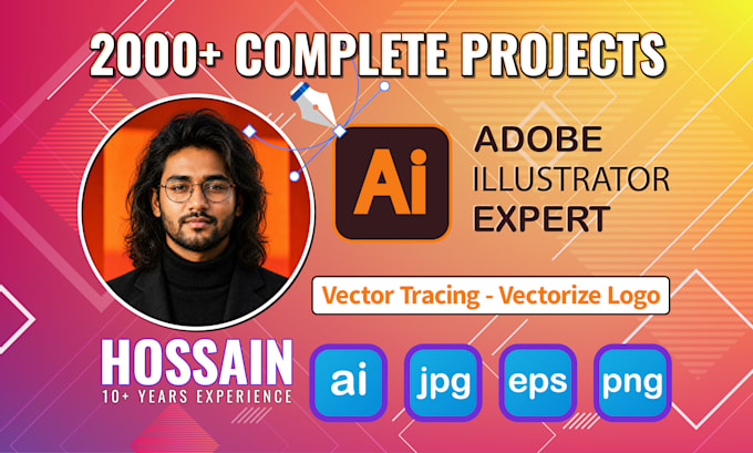 do anything in adobe illustrator, redraw logo design, vector art illustration