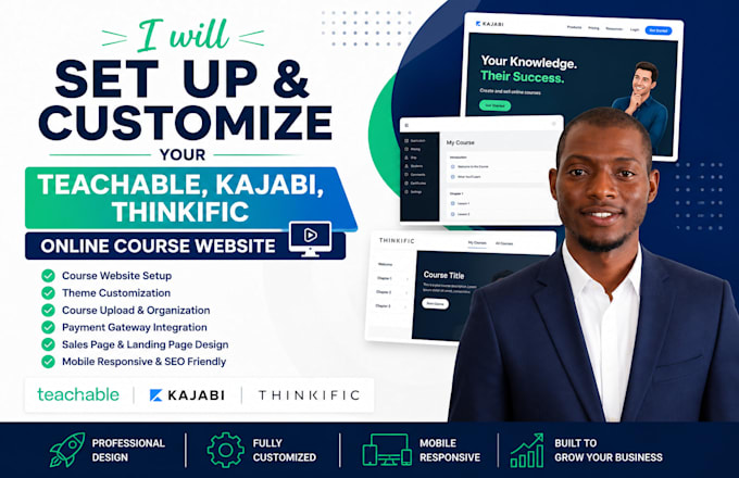 create online course website on thinkific teachable kajabi learnworlds and podia
