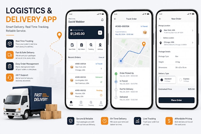 design a logistics app and admin dashboard UI