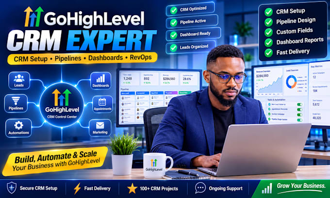gohighlevel crm setup and optimization pipelines custom fields dashboards revops