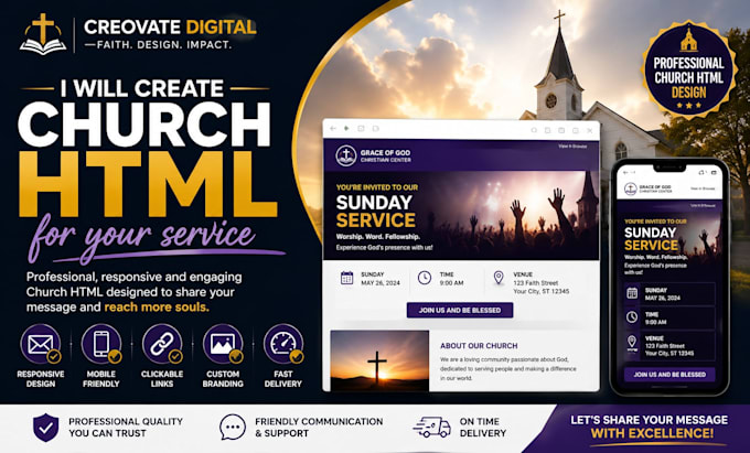 do church HTML promotion for your service