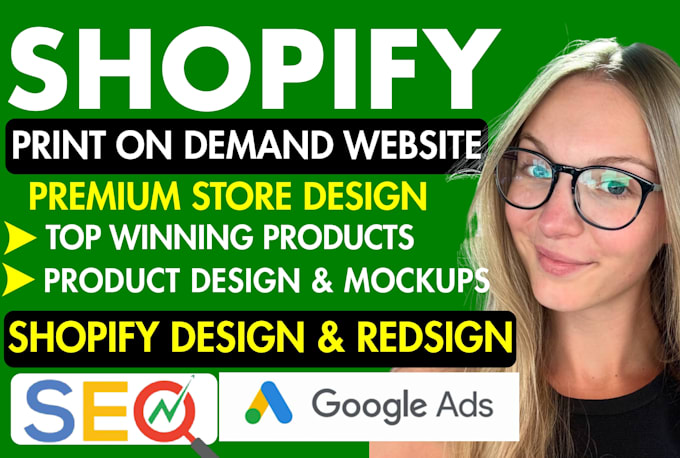 design or redesign, fix print on demand pod shopify store with printify printful