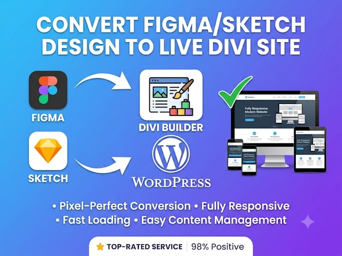convert sketch design into a live divi wordpress site
