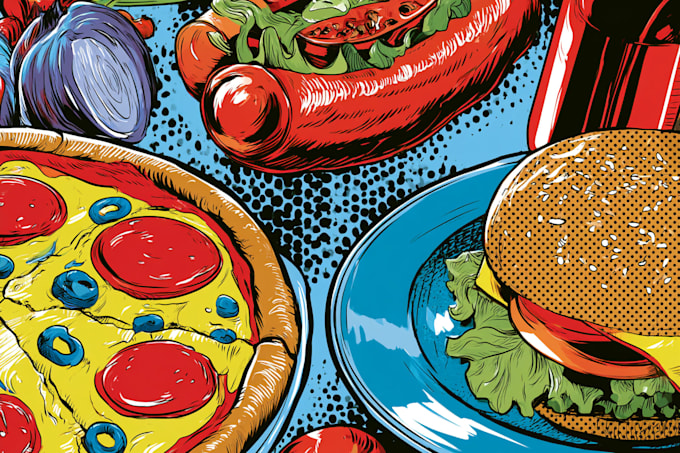 make a food pop art illustration