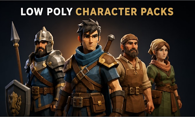 create low poly npc, crowd, and background 3d character packs for your game