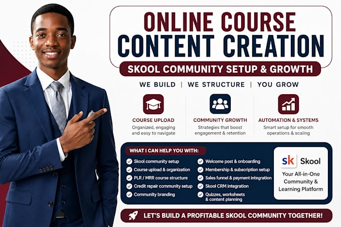 skool community setup skool community skool credit repair skool course creation