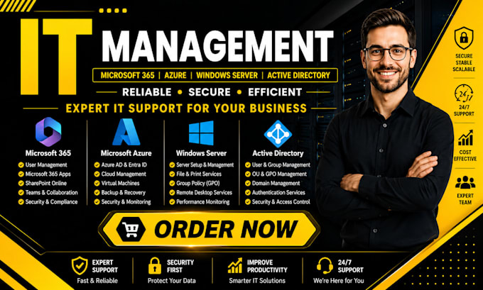 setup IT management microsoft 365, azure, windows server and active directory
