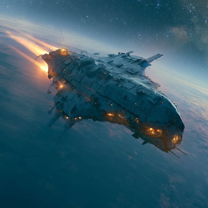 design spaceship, sci fi illustration and sci fi art