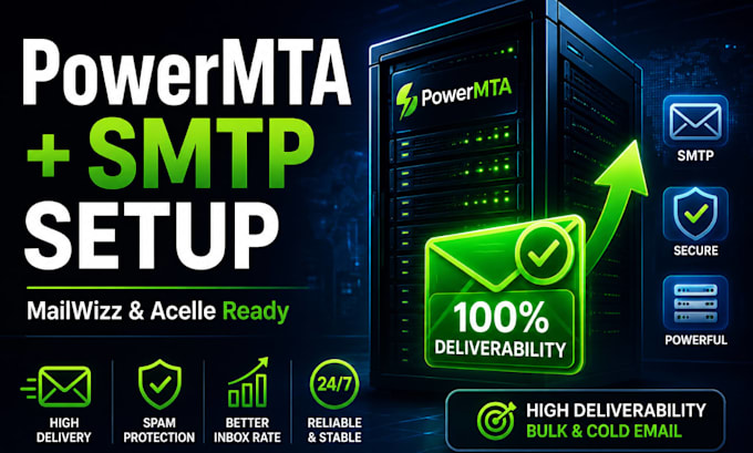 setup powermta smtp server, bulk mail, cold email with mailwizz acelle mail post