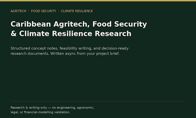 write caribbean agritech, food security and climate resilience research