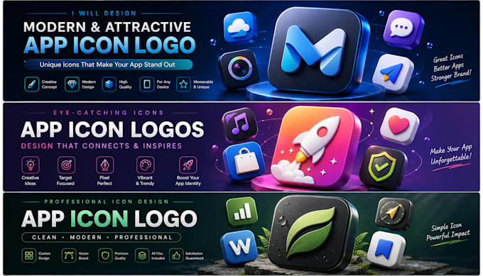create modern 3d app icon for your brand
