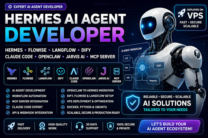ai agent developer for hermes flowise langflow dify claude code vps