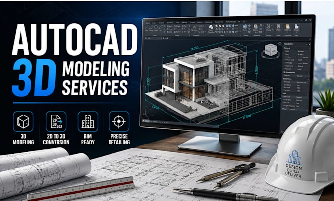 create autocad 3d modelling, 2d to 3d conversion, house design