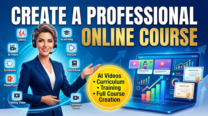 create elearning video, training course, curriculum and ai course content