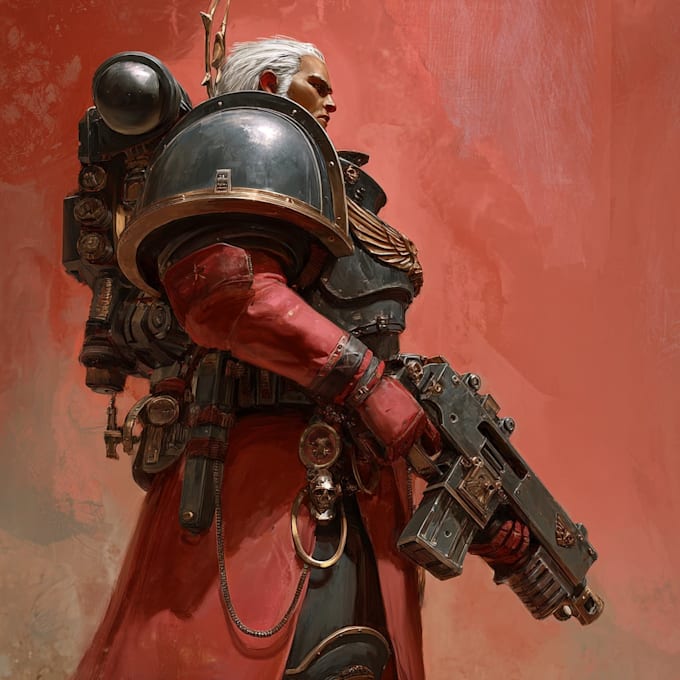 draw a grimdark sci fi warrior character illustration