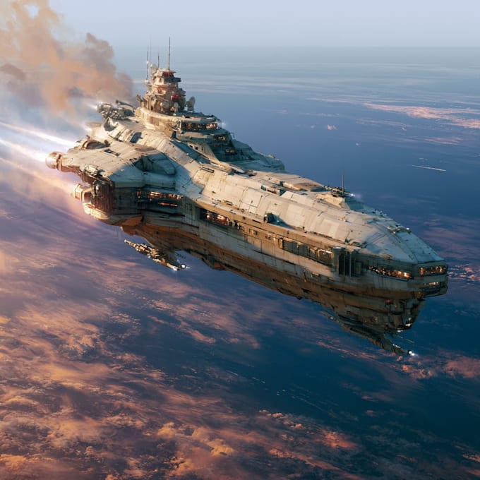 design spaceship, sci fi illustration and sci fi art